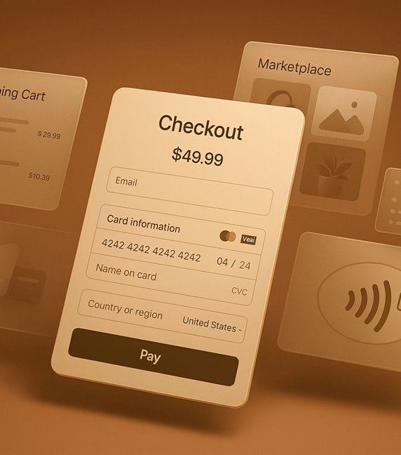 Checkout screen with card fields and contactless payment