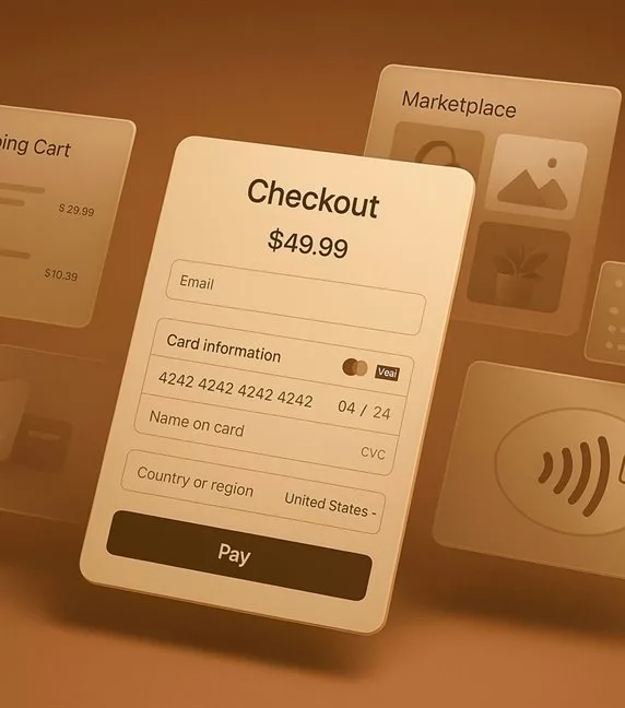 Checkout screen with card fields and contactless payment