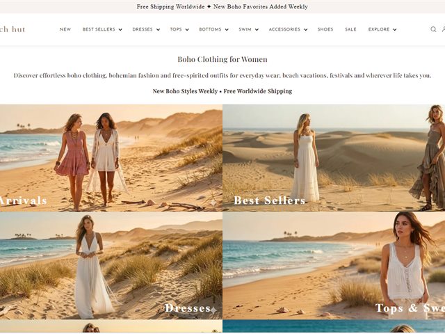 Boho Beach Hut Shopify store