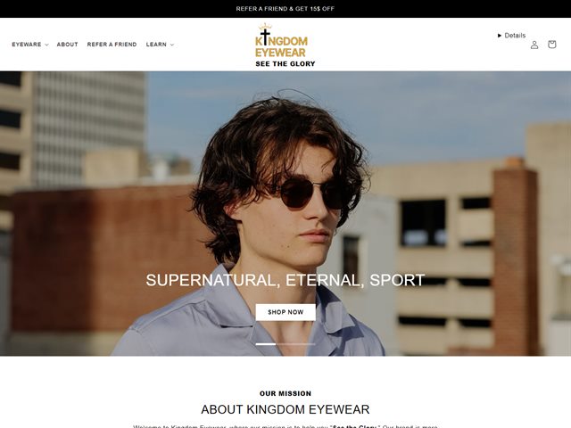 Kingdom Eyewear Shopify store